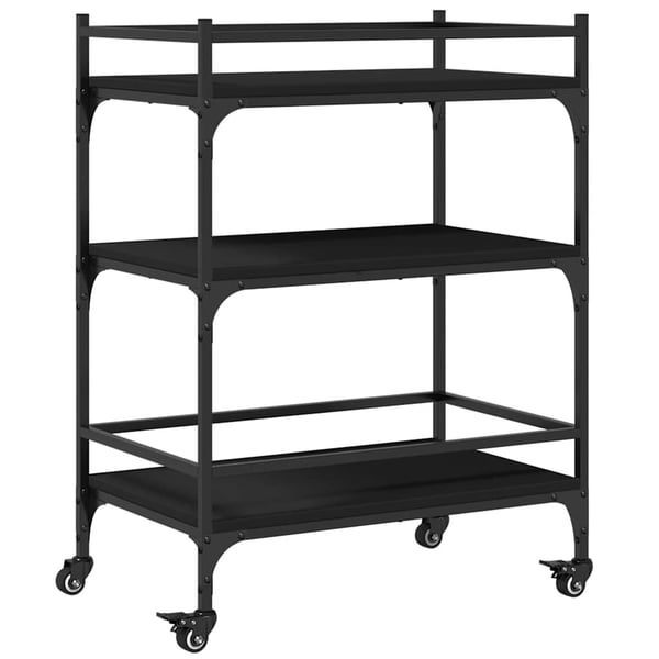 vidaXL Kjøkkentralle svart 65x40x86,5 cm konstruert tre