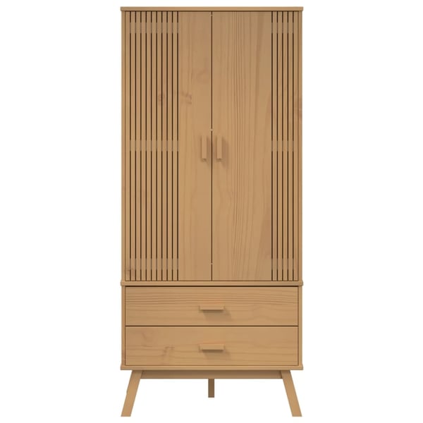 vidaXL klædeskab OLDEN 76,5x53x172 cm massivt fyrretræ brun