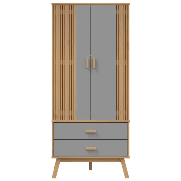 vidaXL Garderobe OLDEN grå og brun 76,5x53x172 cm heltre furu