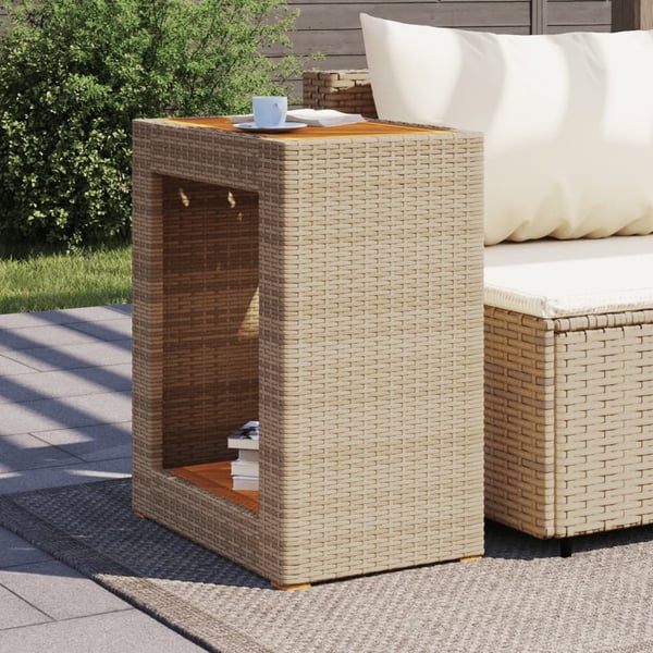 vidaXL Hagebord med treplate beige 60x40x75 cm polyrotting