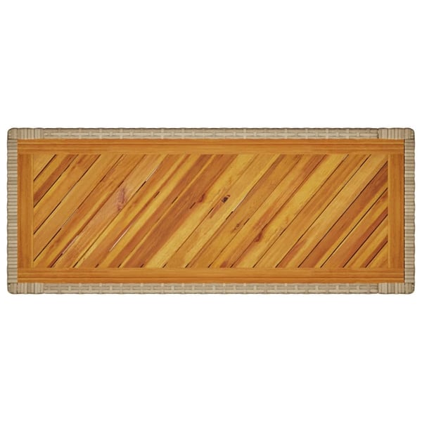 vidaXL Hagebord med treplate beige 100x40x75 cm polyrotting