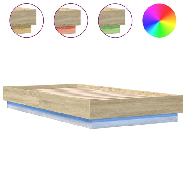 vidaXL Sengeramme med LED-lys sonoma eik 75x190 cm