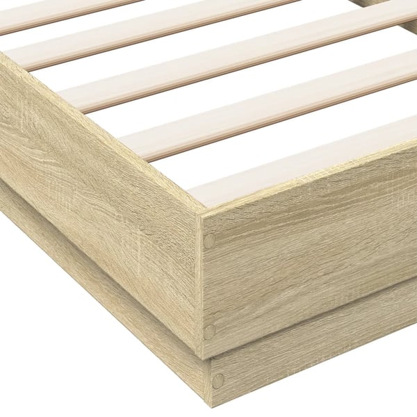 vidaXL Sengeramme med LED-lys sonoma eik 75x190 cm