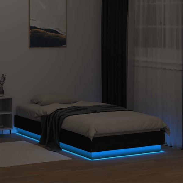 vidaXL Sengeramme med LED-lys svart 75x190 cm