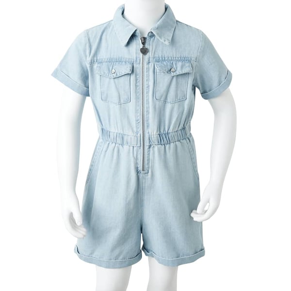 vidaXL Onesie for barn med korte ermer myk blå 104