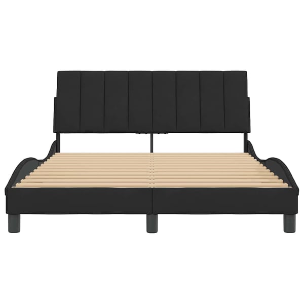 vidaXL sengeramme uden madras Hanko Sort 140x200 cm Fløjl