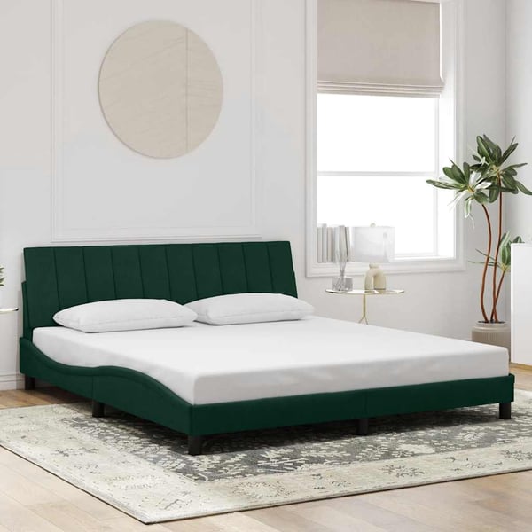 vidaXL sengeramme uden madras Hanko Mørkegrøn 180x200 cm Fløjl