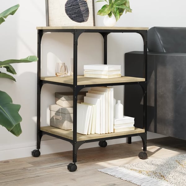 vidaXL Skriverbord 3 hyller sonoma eik 50x41x75 cm konstruert tre