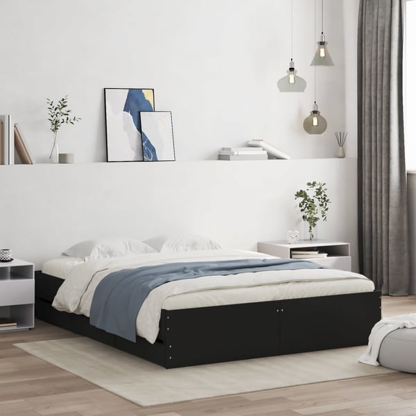 vidaXL Sengeramme med skuffer svart 150x200 cm konstruert tre