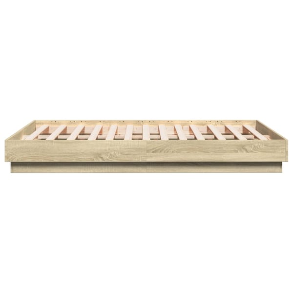 vidaXL Sengeramme med LED-lys sonoma eik 135x190 cm