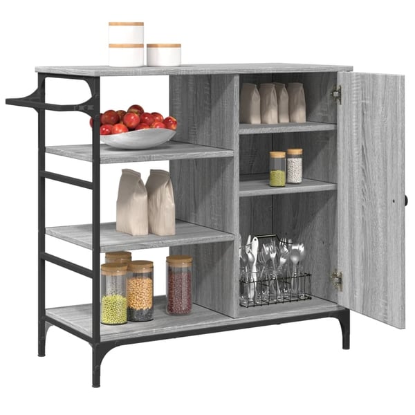 vidaXL Kjøkkentralle grå sonoma 87,5x38,5x84,5 cm konstruert tre