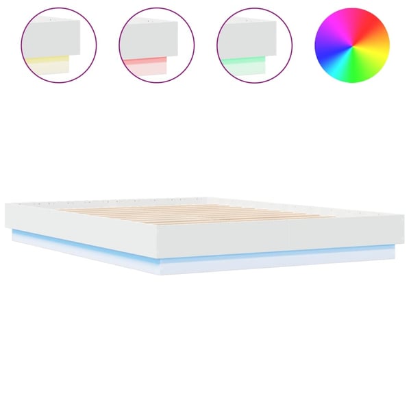 vidaXL Sengeramme med LED-lys hvit 150x200 cm