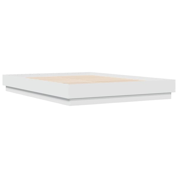 vidaXL Sengeramme med LED-lys hvit 150x200 cm