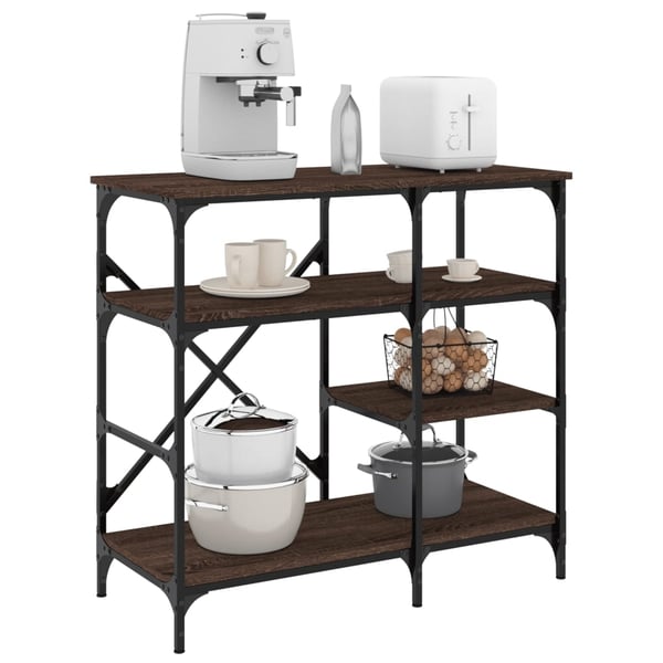 vidaXL Bakehylle brun eik 90x40x84 cm konstruert tre og metall