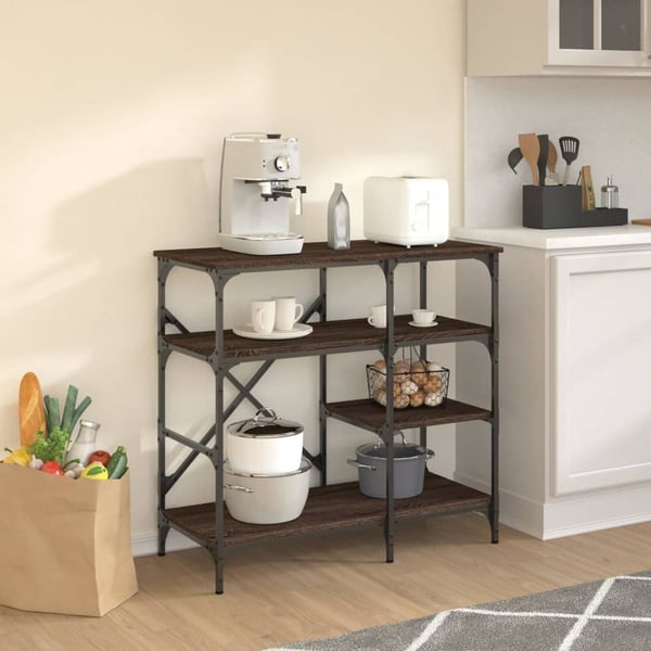 vidaXL Bakehylle brun eik 90x40x84 cm konstruert tre og metall