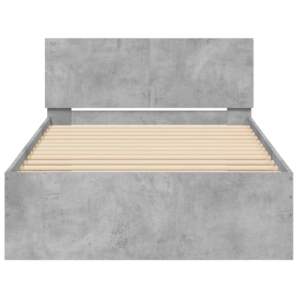 vidaXL Sengeramme med hodegavl og LED-lys betonggrå 100x200 cm