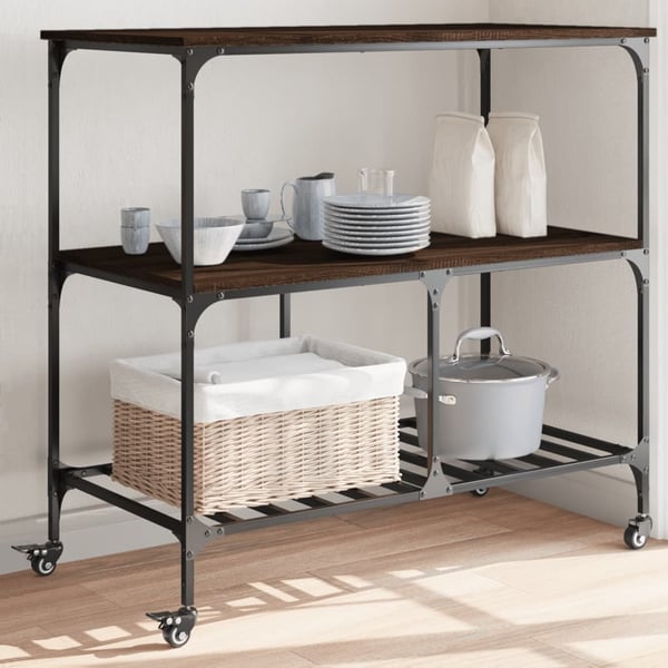 vidaXL Kjøkkentralle brun eik 100x50x95 cm konstruert tre