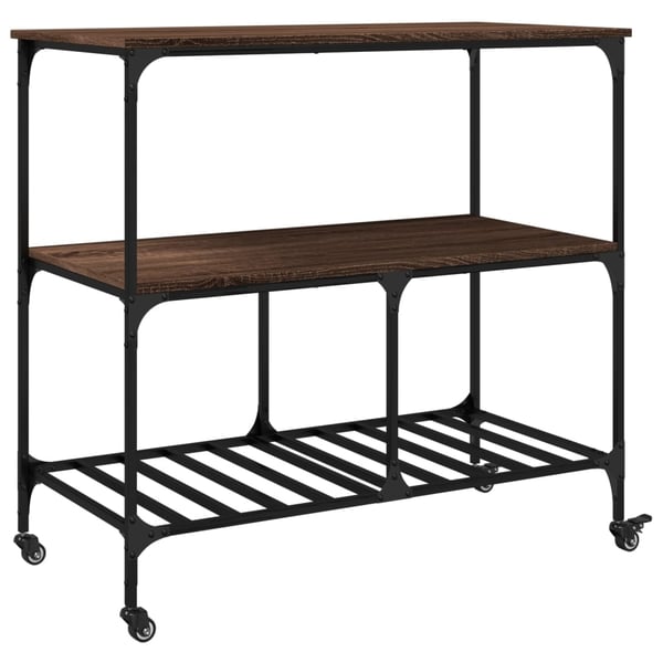vidaXL Kjøkkentralle brun eik 100x50x95 cm konstruert tre
