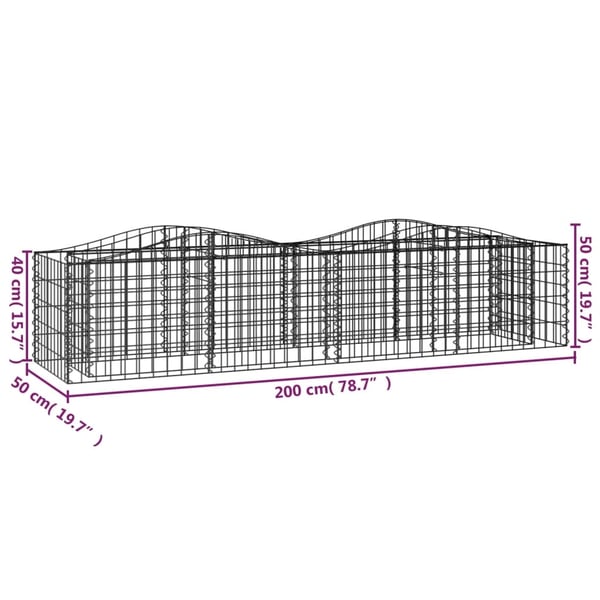 vidaXL Buet gabion høybed 200x50x50 cm galvanisert jern