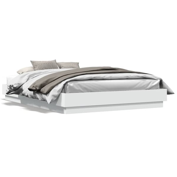 vidaXL Sengeramme med LED-lys hvit 160x200 cm