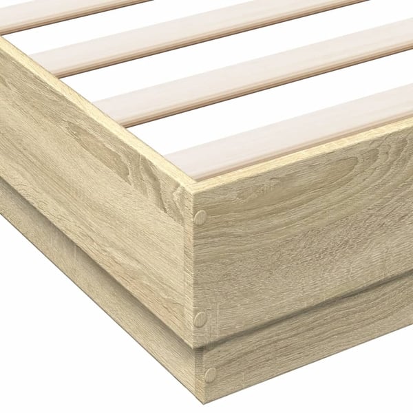vidaXL Sengeramme med LED-lys sonoma eik 140x200 cm