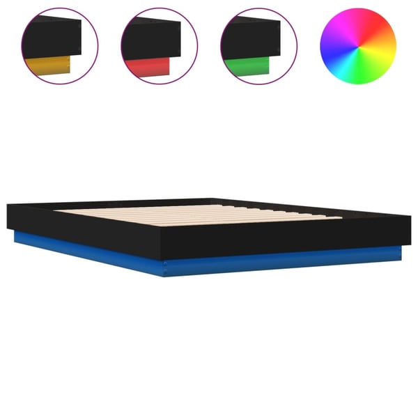 vidaXL Sengeramme med LED uten Madrass Sort 150x200 cm