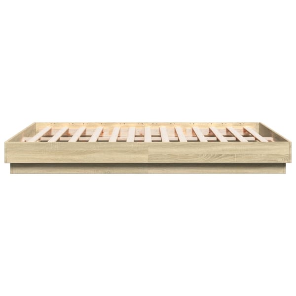 vidaXL Sengeramme med LED-lys sonoma eik 160x200 cm