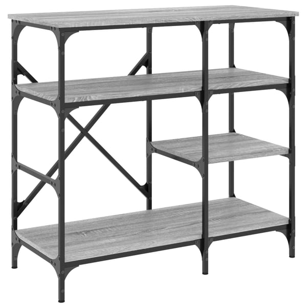 vidaXL Bakehylle grå sonoma 90x40x84 cm konstruert tre og metall