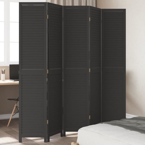 vidaXL Romdeler 5 paneler svart heltre keisertre