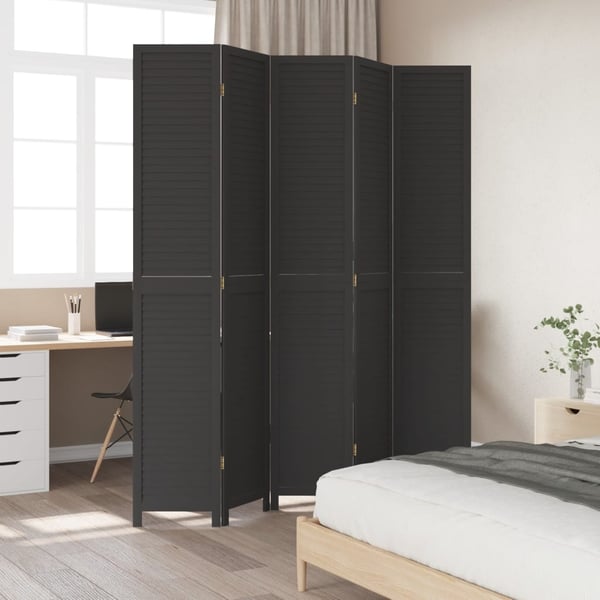 vidaXL Romdeler 5 paneler svart heltre keisertre