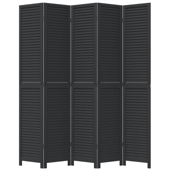 vidaXL Romdeler 5 paneler svart heltre keisertre