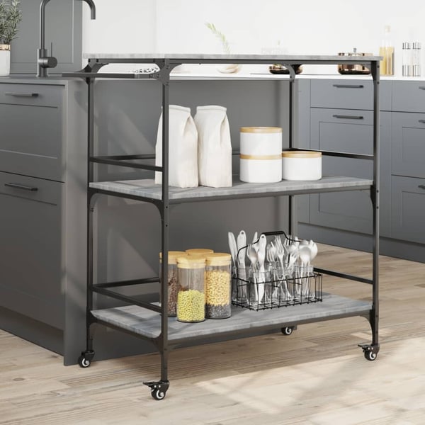 vidaXL Kjøkkentralle grå sonoma 100,5x50x105 cm konstruert tre