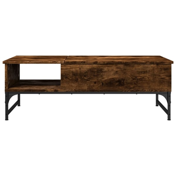vidaXL sofabord 100x50x35 cm konstrueret træ og metal røget egetræ