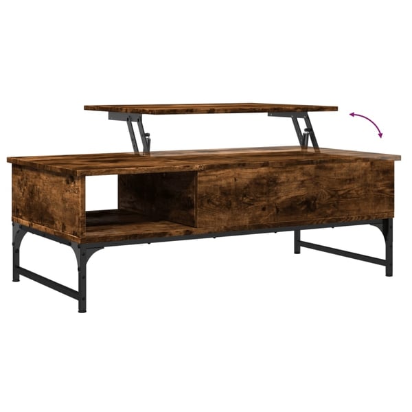 vidaXL sofabord 100x50x35 cm konstrueret træ og metal røget egetræ
