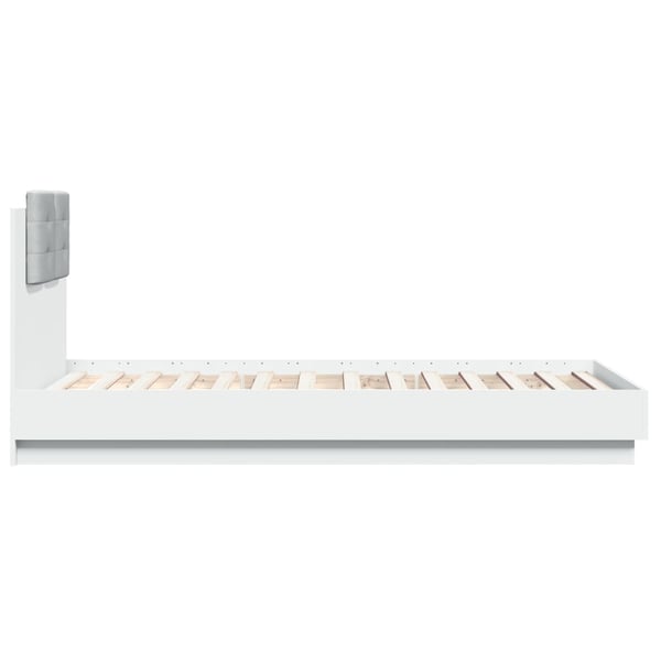 vidaXL Sengeramme med hodegavl og LED-lys hvit 75x190 cm