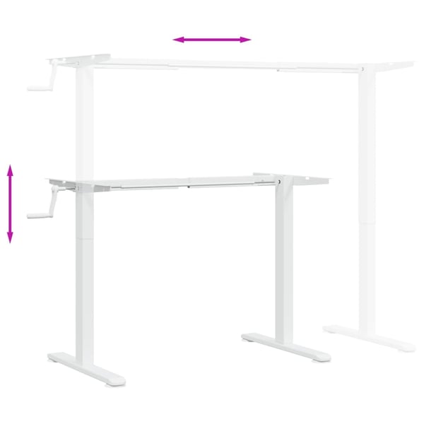 vidaXL Stående ramme for skrivebord hvit (94-135)x60x(70-114) cm stål