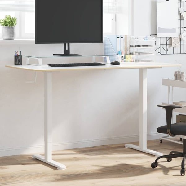 vidaXL Stående ramme for skrivebord hvit (94-135)x60x(70-114) cm stål