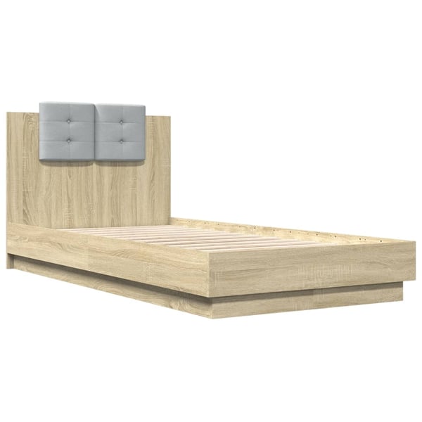 vidaXL Sengeramme med hodegavl sonoma eik 75x190 cm konstruert tre