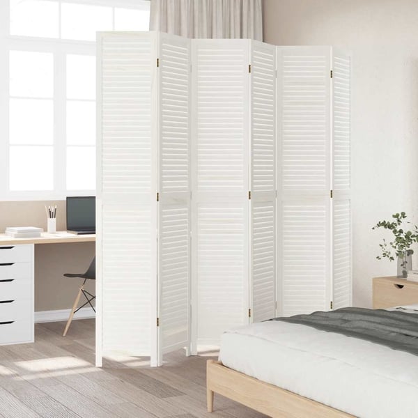 vidaXL rumdeler 6 paneler massivt kejsertræ hvid
