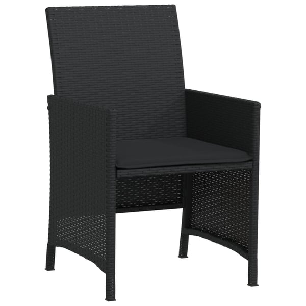 vidaXL bistrosæt til haven 3 dele med hynder polyrattan sort
