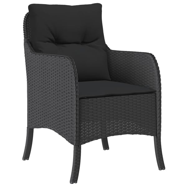 vidaXL spisebordssæt til haven 3 dele med hynder polyrattan sort
