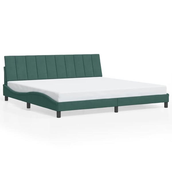 vidaXL sengeramme med LED uden madras Hanko 200x200 cm velour mørkegrøn
