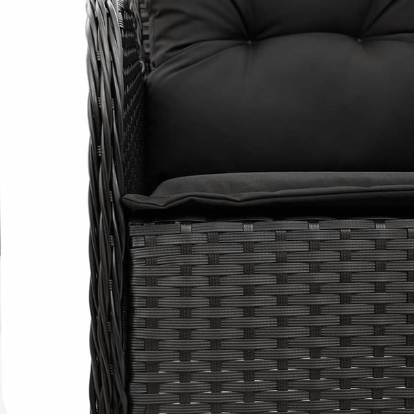 vidaXL spisebordssæt til haven 3 dele med hynder polyrattan sort