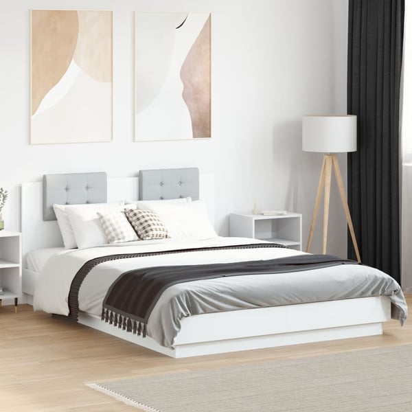 vidaXL Sengeramme med hodegavl hvit 150x200 cm konstruert tre