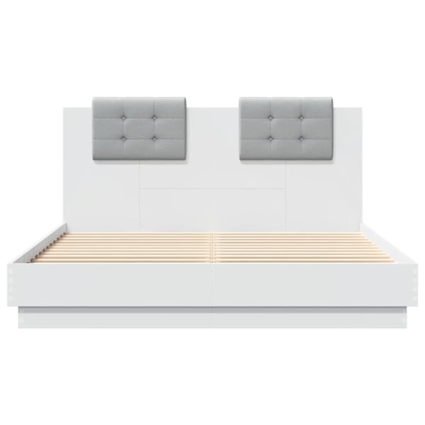 vidaXL Sengeramme med hodegavl hvit 150x200 cm konstruert tre