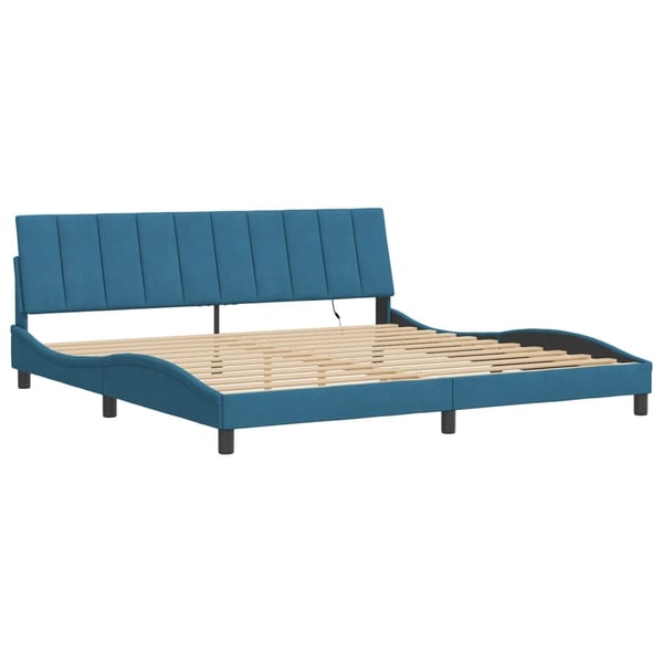 vidaXL sengeramme med LED uden madras Hanko 160x200 cm velour lyseblå
