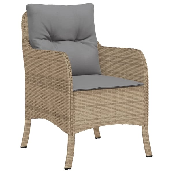 vidaXL spisebordssæt til haven 7 dele med hynder polyrattan beige