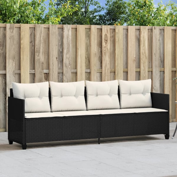 vidaXL loungesofa med hynder polyrattan sort