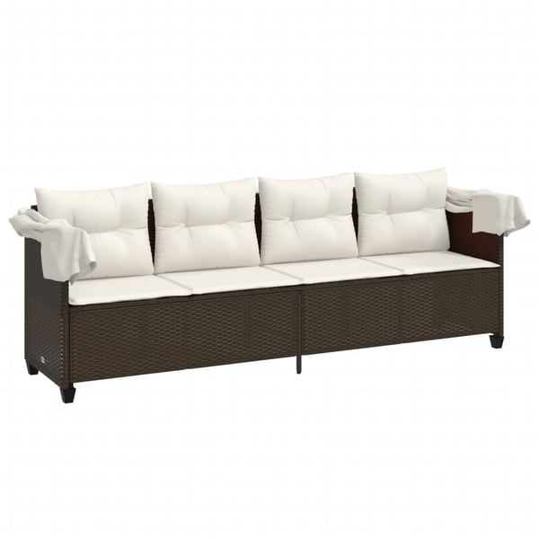 vidaXL loungesofa med baldakin og hynder polyrattan brun