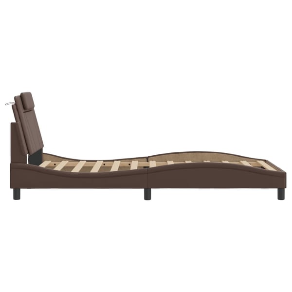 vidaXL sengeramme Viana med LED uden madras 100x200 cm brun
